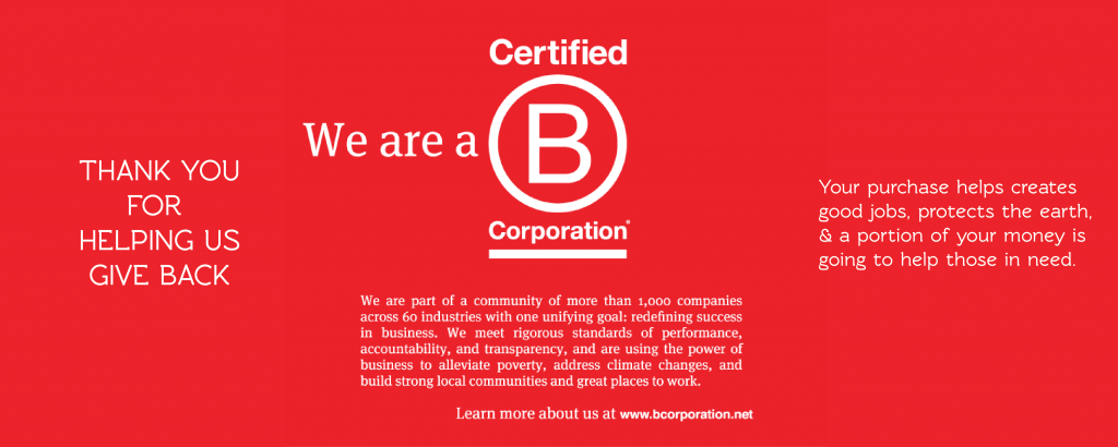 Our organic deodorant is made by a Certified B Corporation. As a certified b corp was use our profits to give back to society, create good jobs, and protect the environment. This image explains that plus give a link to www.bcorporation.net
