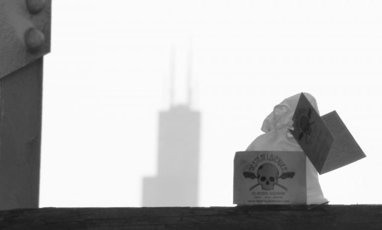 Death by Lavender in jar from 2012 with Chicago in the background of this organic deodorant