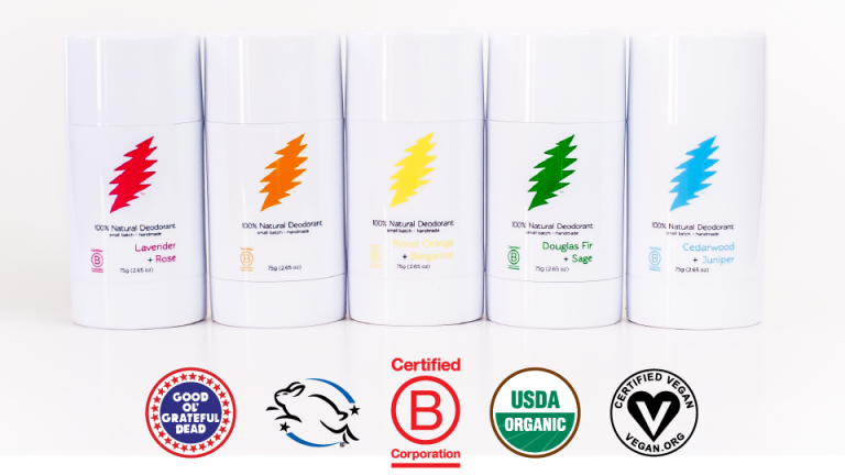 Grateful Dead Organic Deodorant Collection picture plus certification logos